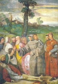 Tiziano (o Francesco?) Vecellio, IL SANTO RIATTACCA IL PIEDE AD UN GIOVANE, 1511, Scoletta del Santo, Padova